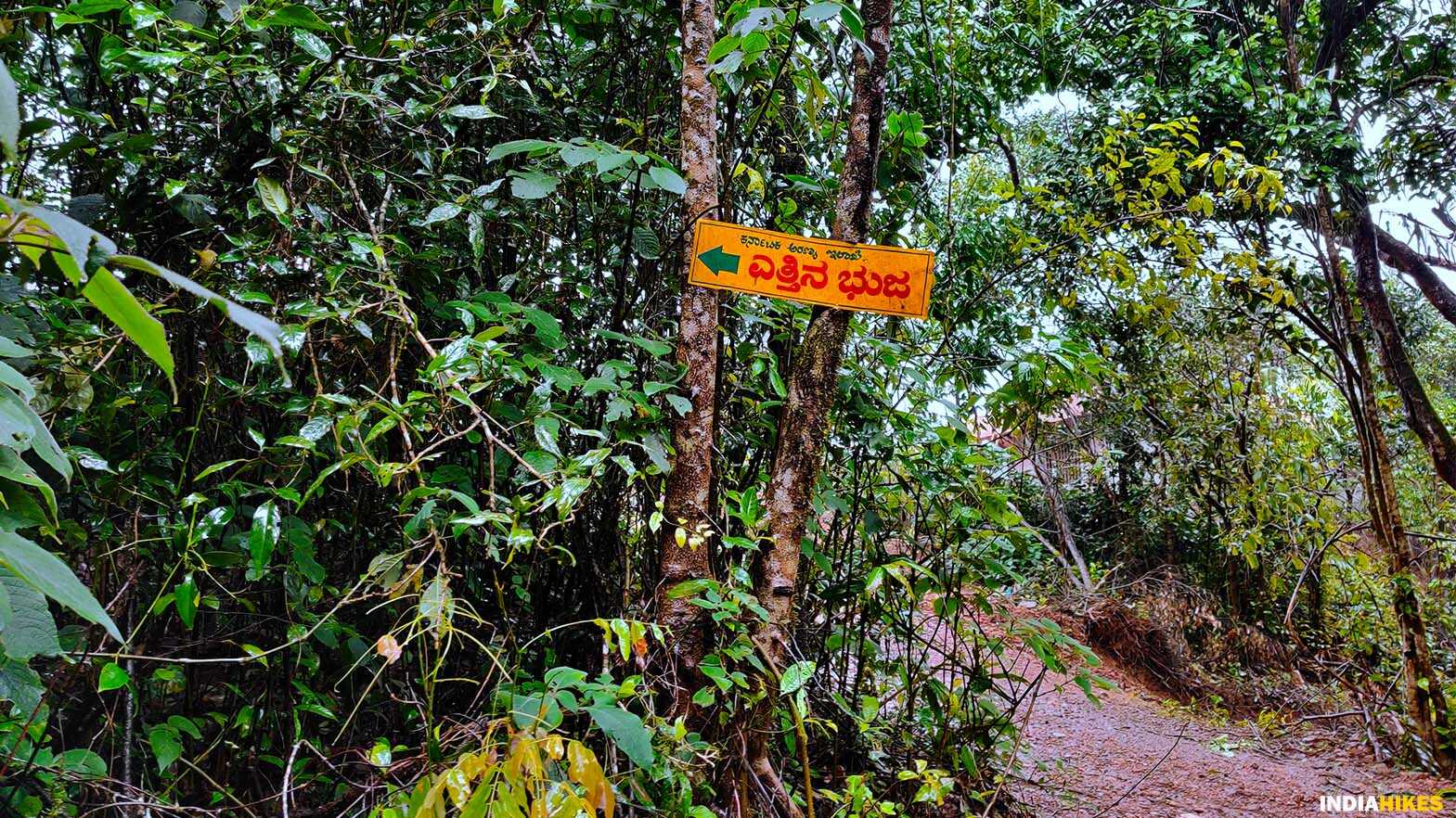 Signboards, Ettina Bhuja trek, western ghats treks, Indiahikes, treks in Karnataka, weekend treks ffrom Bangalore